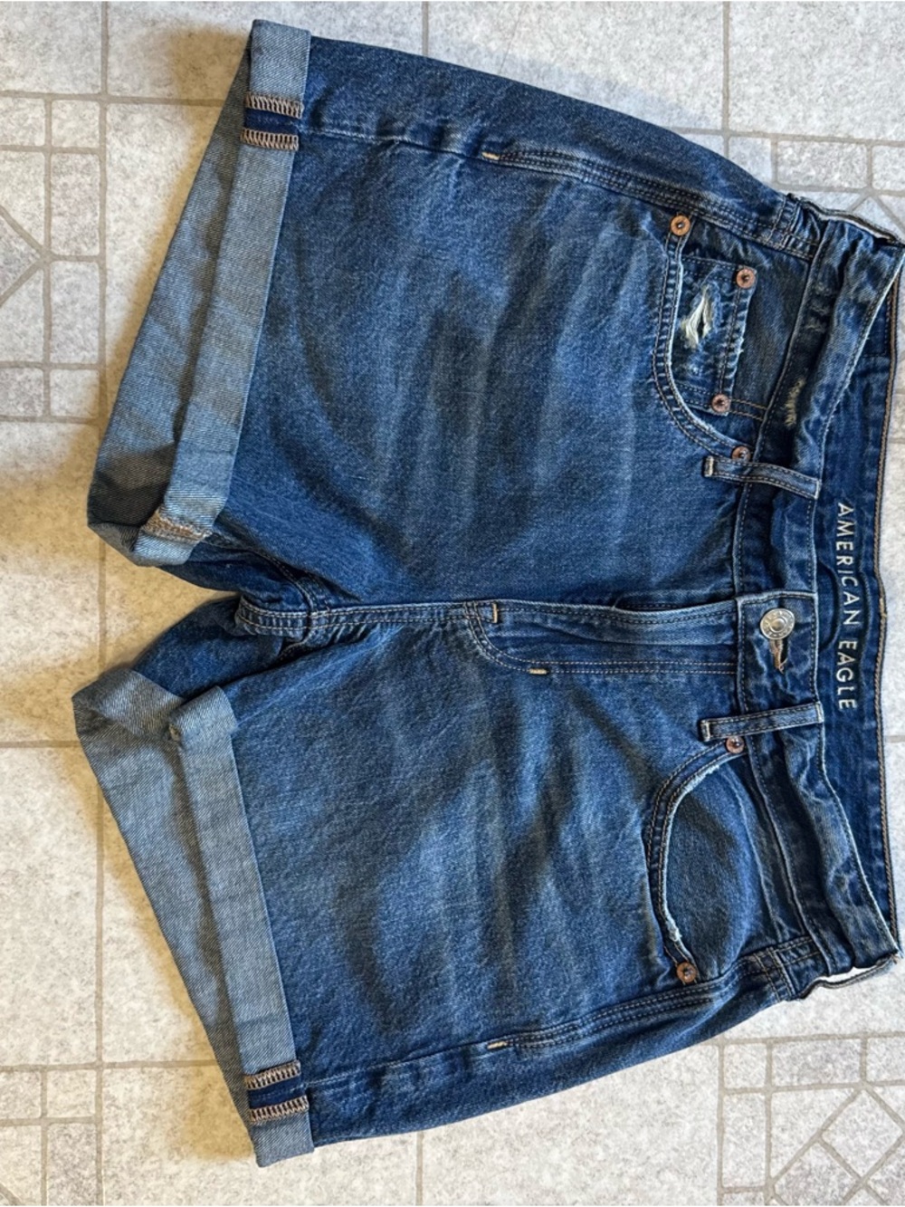 American Eagle Outfitters blue denim shorts with rolled hem